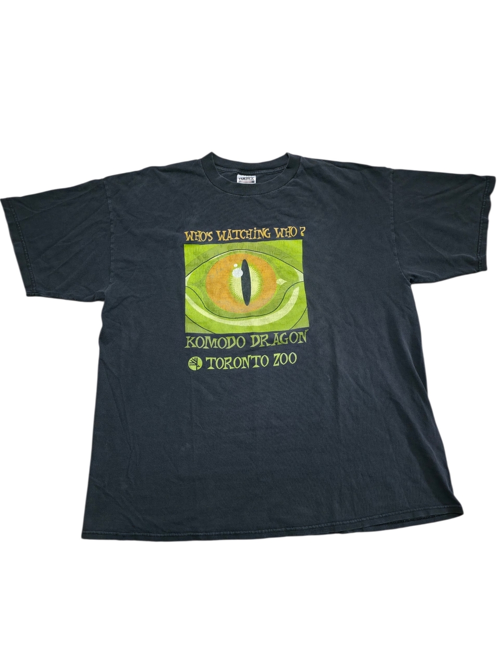 Vtg Toronto Zoo Tee with Green and Yellow Komodo Eye